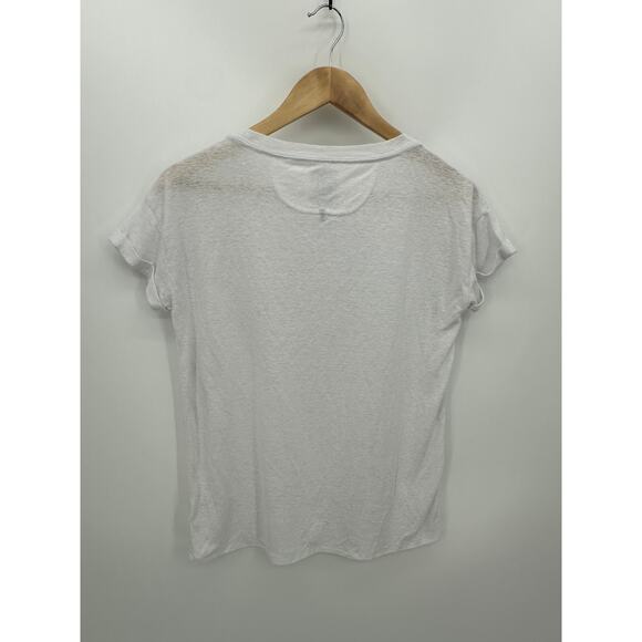 Prana Hemp Blend Burn Out Tee Women Small White Cap Sleeve Lightweight Casual - Picture 2 of 7